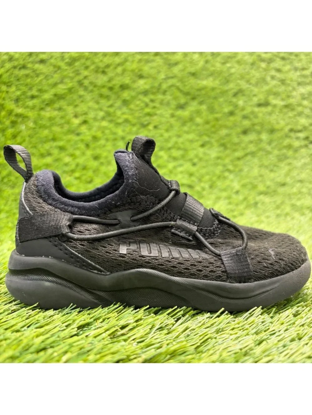 Puma Rift Slip-On Boys Size 8C Black Athletic Running Walking Shoes Sneakers